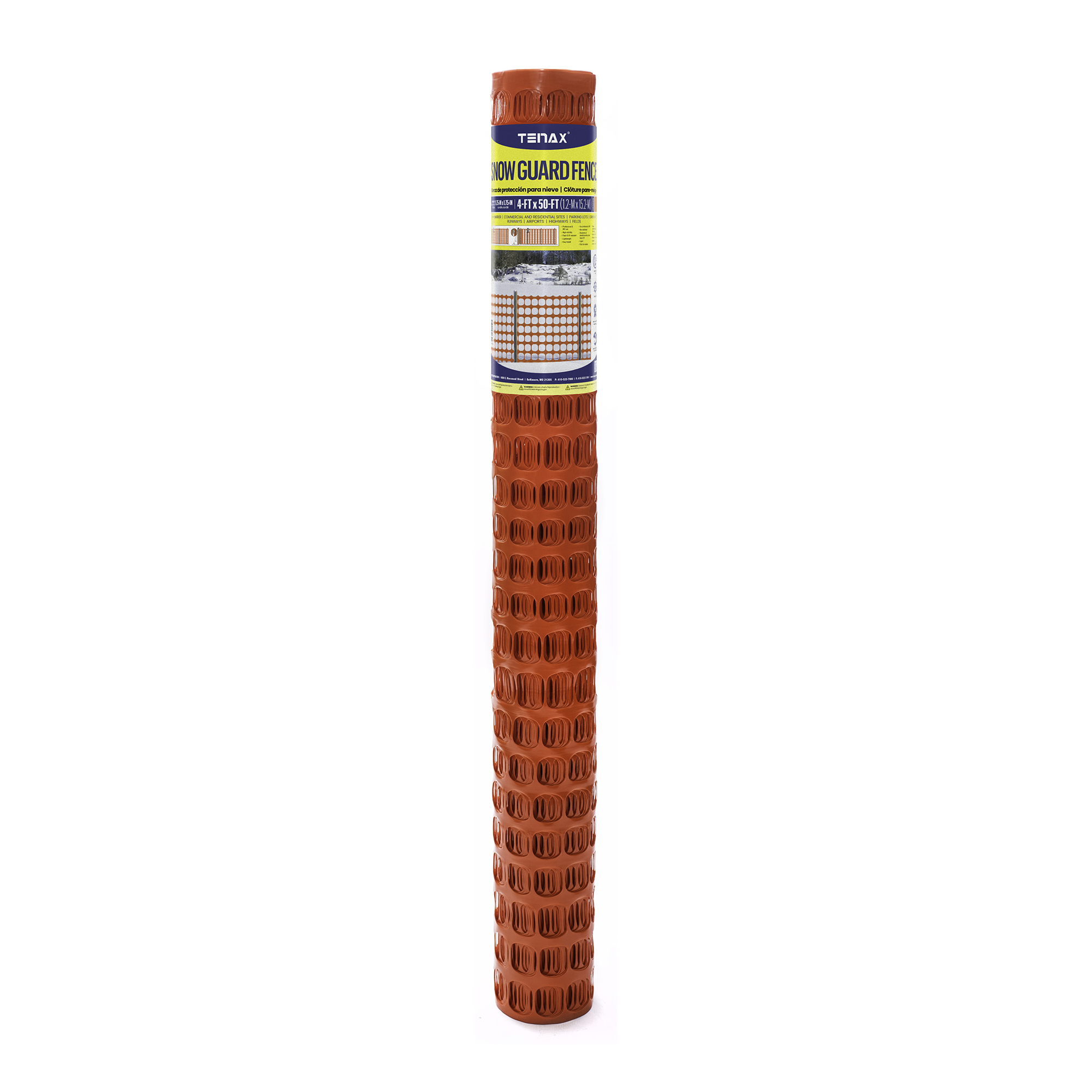 Tenax Snow Guard Fence — 4ft. x 50ft., High-Density Polyethylene, Orange, Model# 2A240116